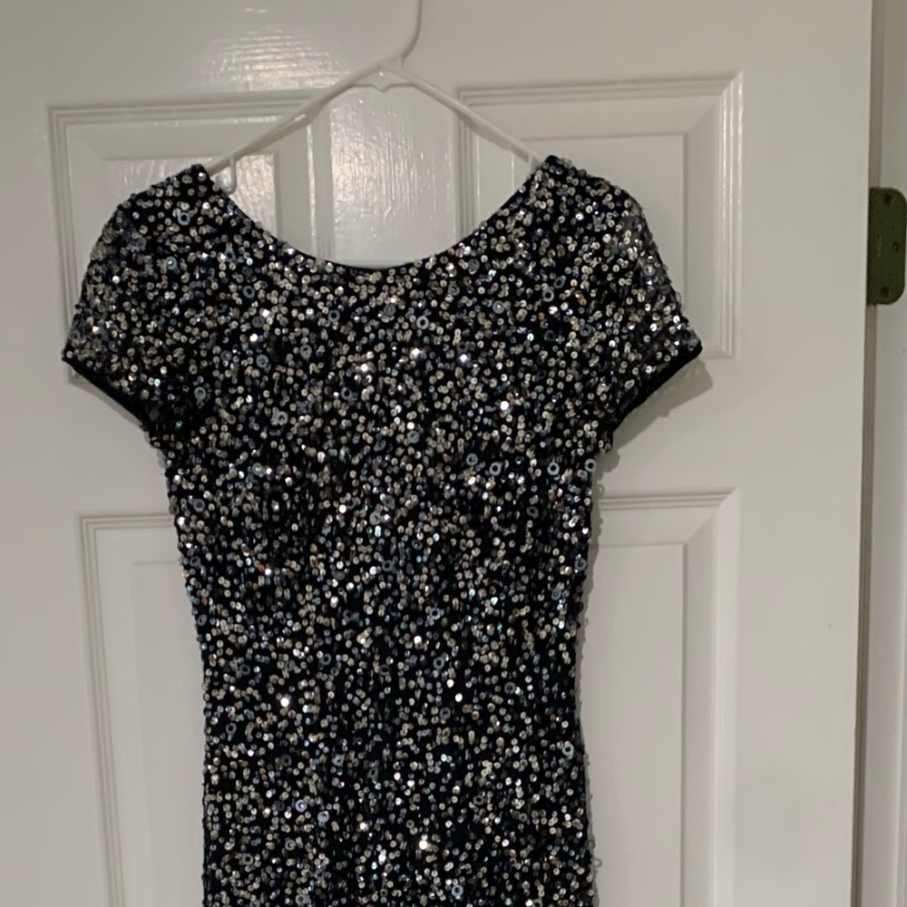 Black sequin full length gown